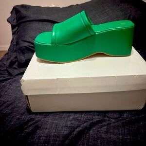 Green platform sandals